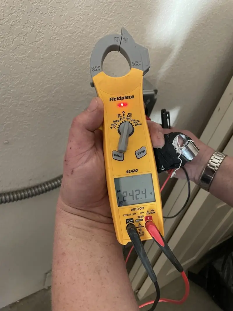 Voltage testing with clamp meter during Hot Tub / Pool Electrical Wiring in Cranford